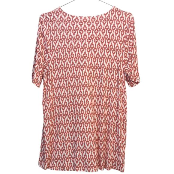 CHICO'S 3 Long‎ Tunic Top Modal Shirt XL Short Sleeves Soft Red White Geometric - Picture 2 of 9
